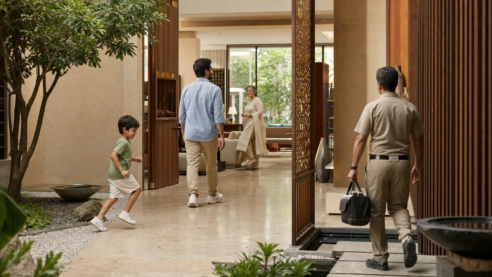 Different people entering a connected home