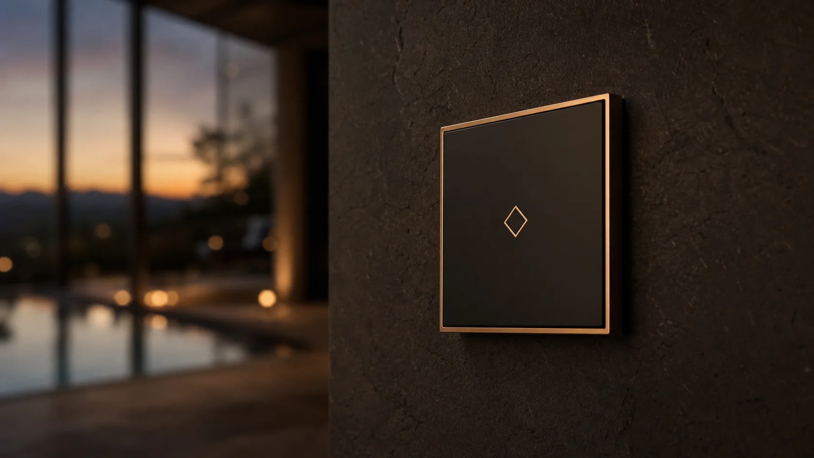 HomeHub wall panel in a dark architectural interior